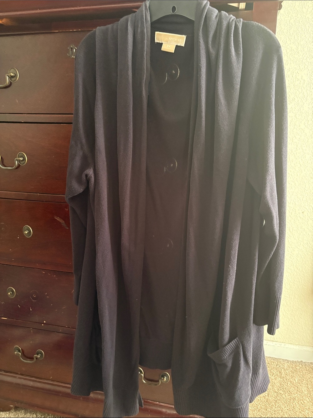 Michael Kors Dark Navy Open Front Cardigan with Pockets